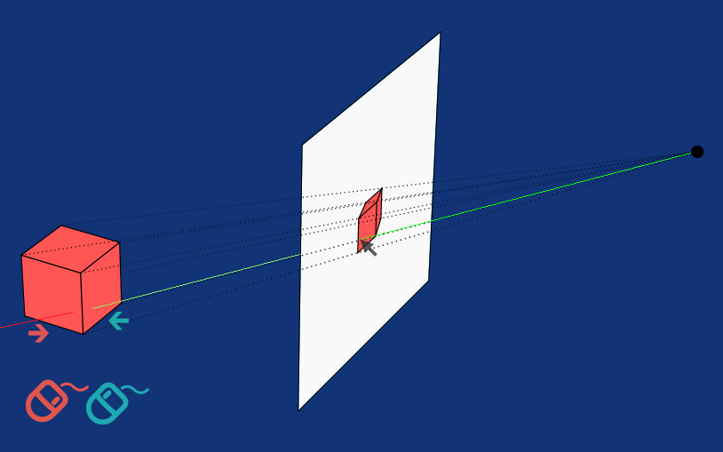We'll push an object away from us using LMB and pull towards us using RMB. MMB makes a static object non-static and vice versa (freeze/unfreeze).