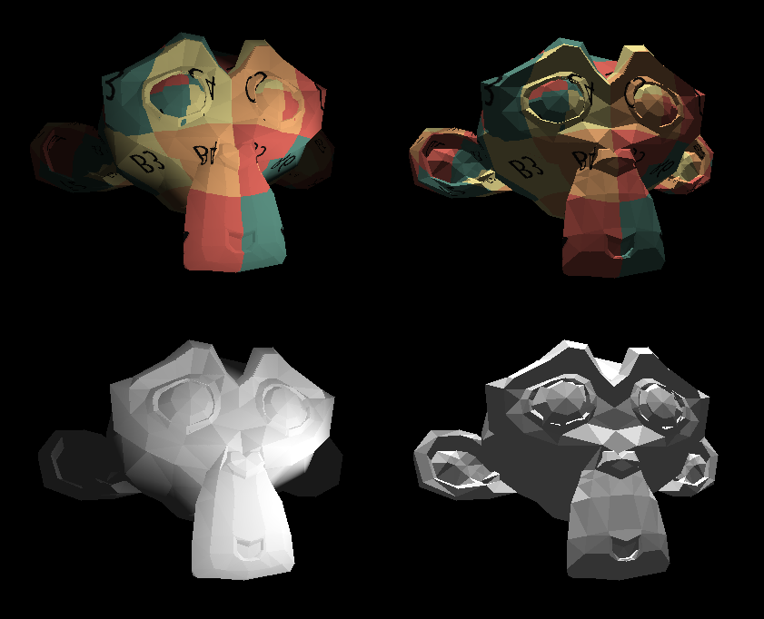 Phong shading (left) vs. flat shading (right)
