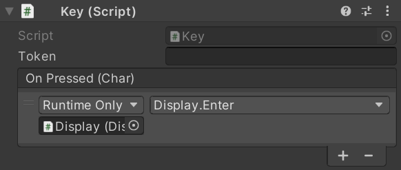 Token can be empty, Display.Enter method has no parameters, it just pushes the content of display to stack.